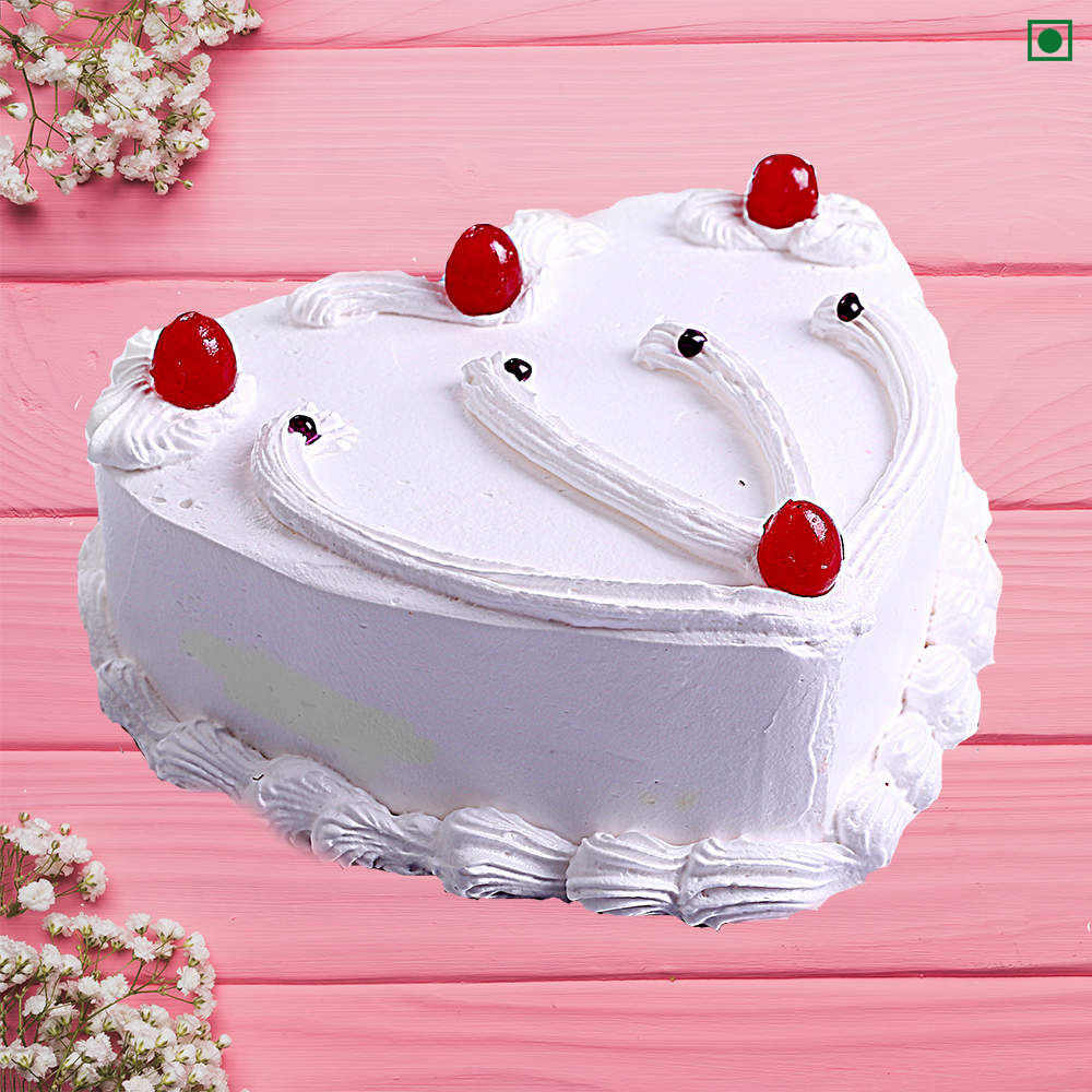 Online Delivery | Vanilla Heart Shape Eggless Cake | Winni | Winni