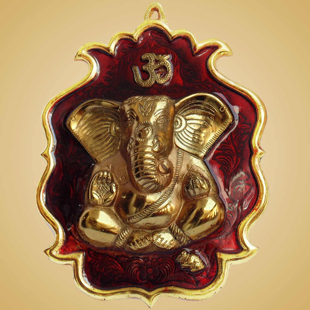 White Metal Wall Hanging Lotus Ganesha | Winni