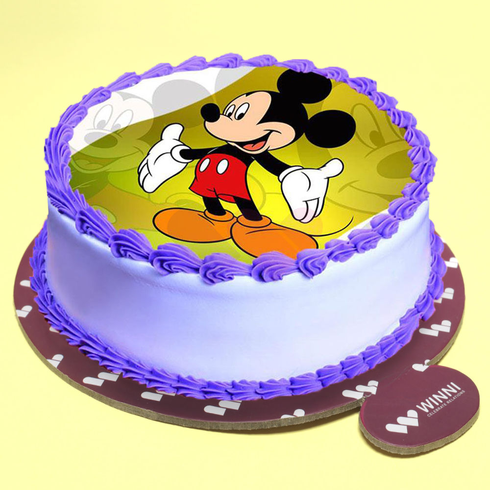 Online Cake Delivery | Mickey Mouse Pineapple Photo Cake | Winni ...