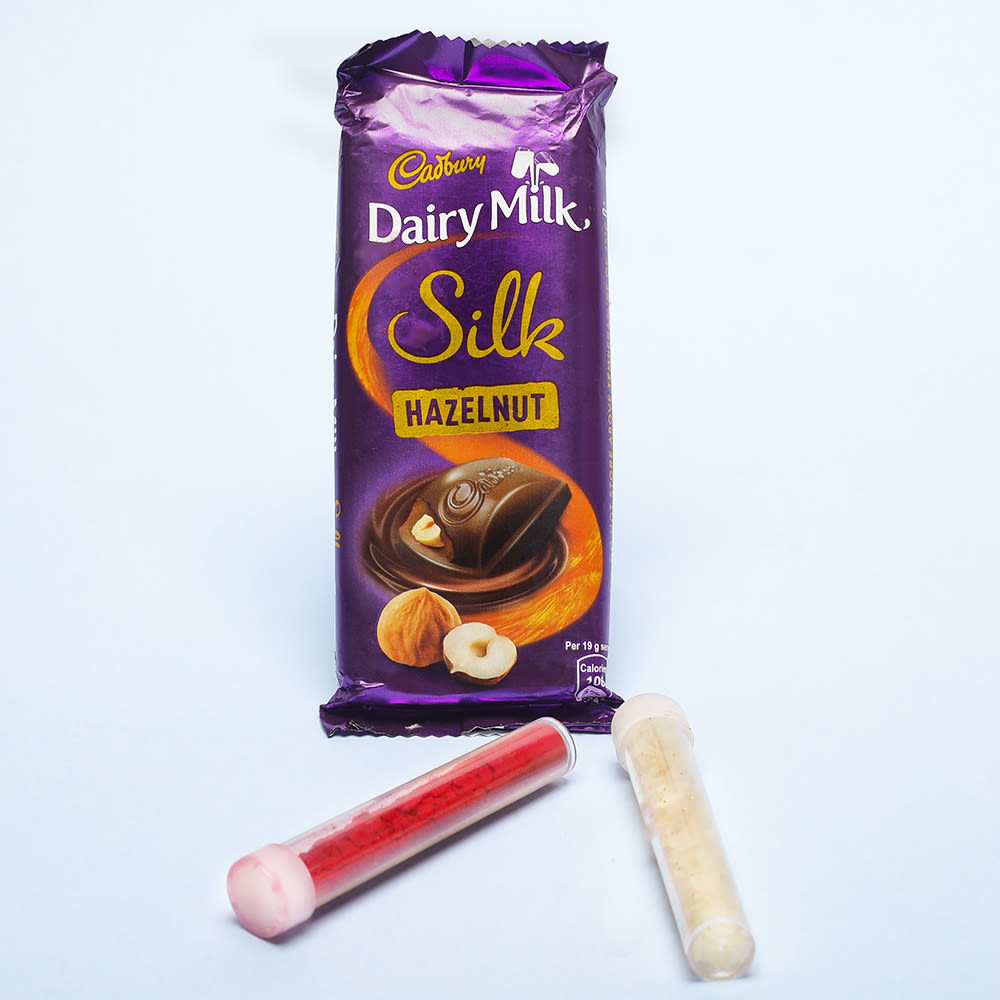 SFU E Com Dairy Milk Silk Chocolate with M&m Gift Pack | Rakhi Chocolate  for Brother | Designer Elephant Rakhi with Chocolates | Roli, Chawal