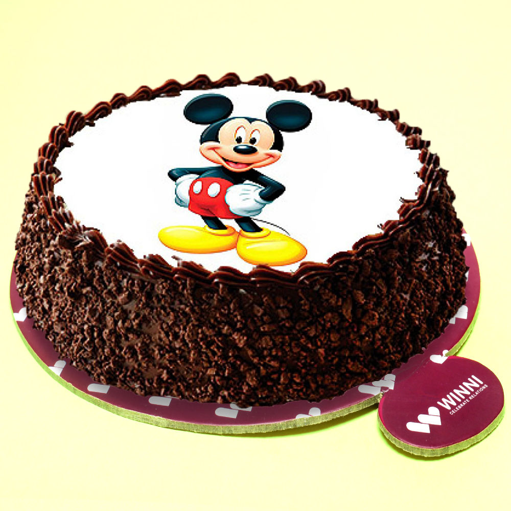 Buy/Send Mickey Mouse Blackforest Cake Half kg Online- Winni.in ...
