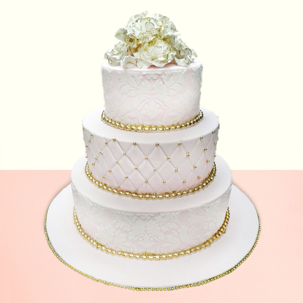 English Rose and New Zealand Fern Wedding Cake | Gloverly Cupcakes