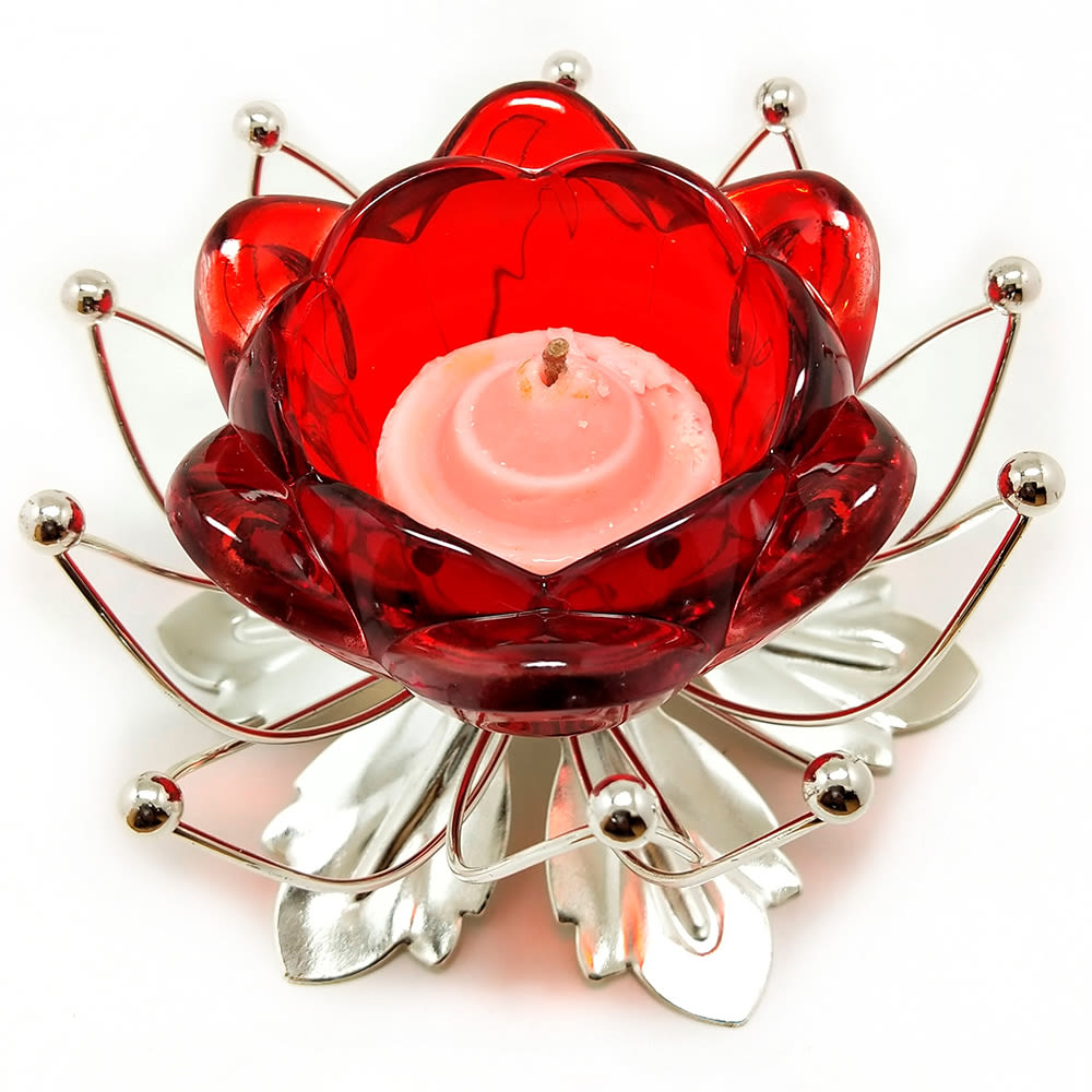 Red Glass Candle Stand | Winni