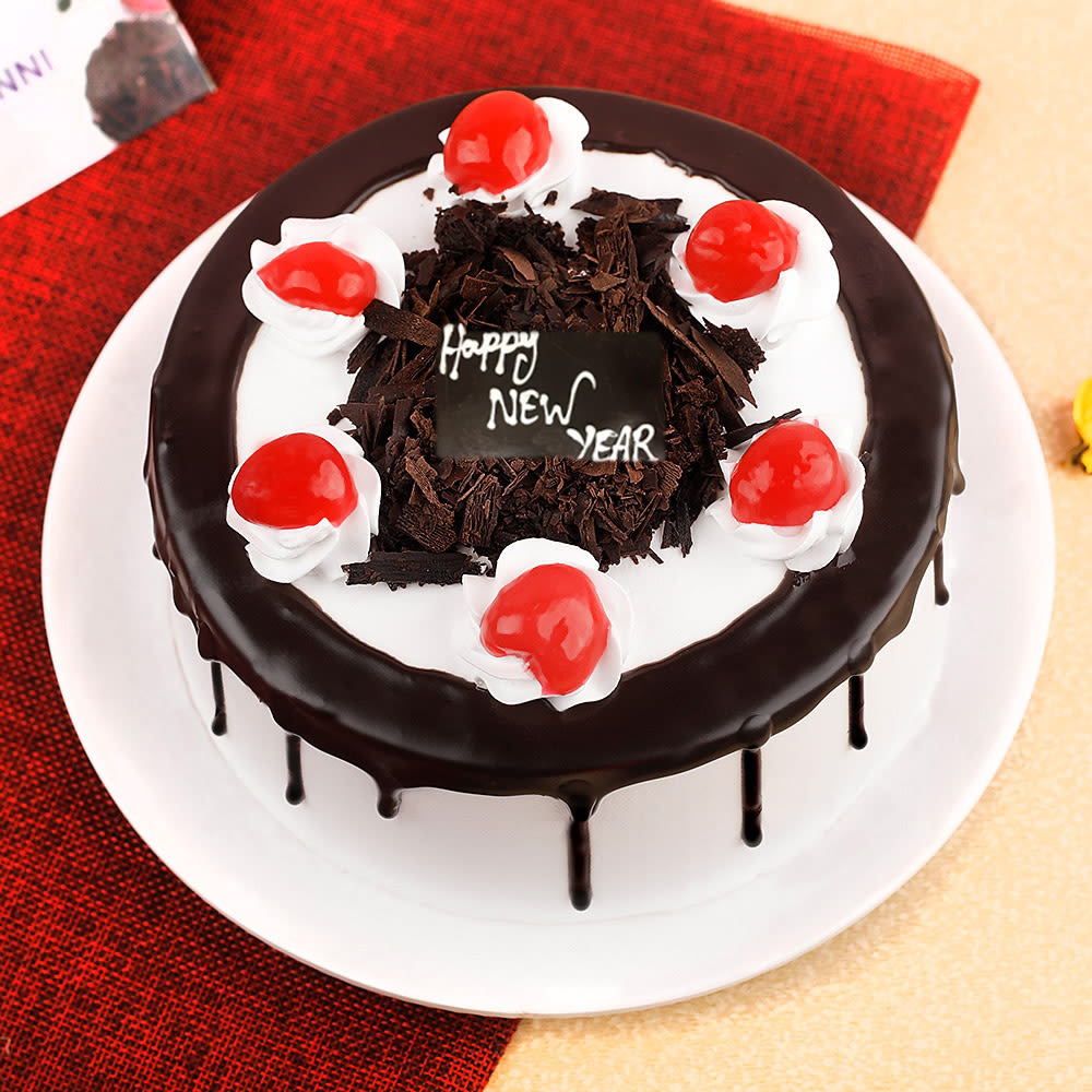 Buy Online Black Forest New Year Cake To Make Someone's Day More ...