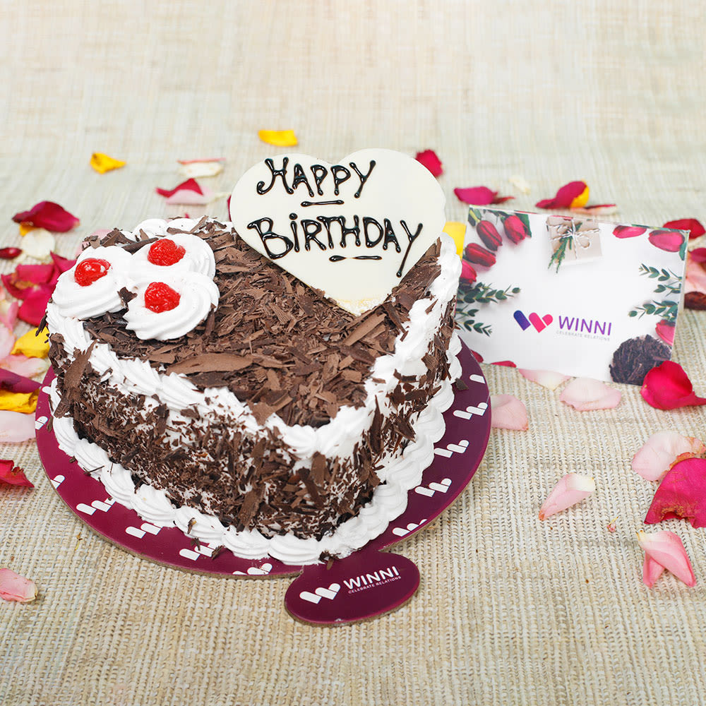 Birthday Heart Shape Black Forest Cake | Winni.in