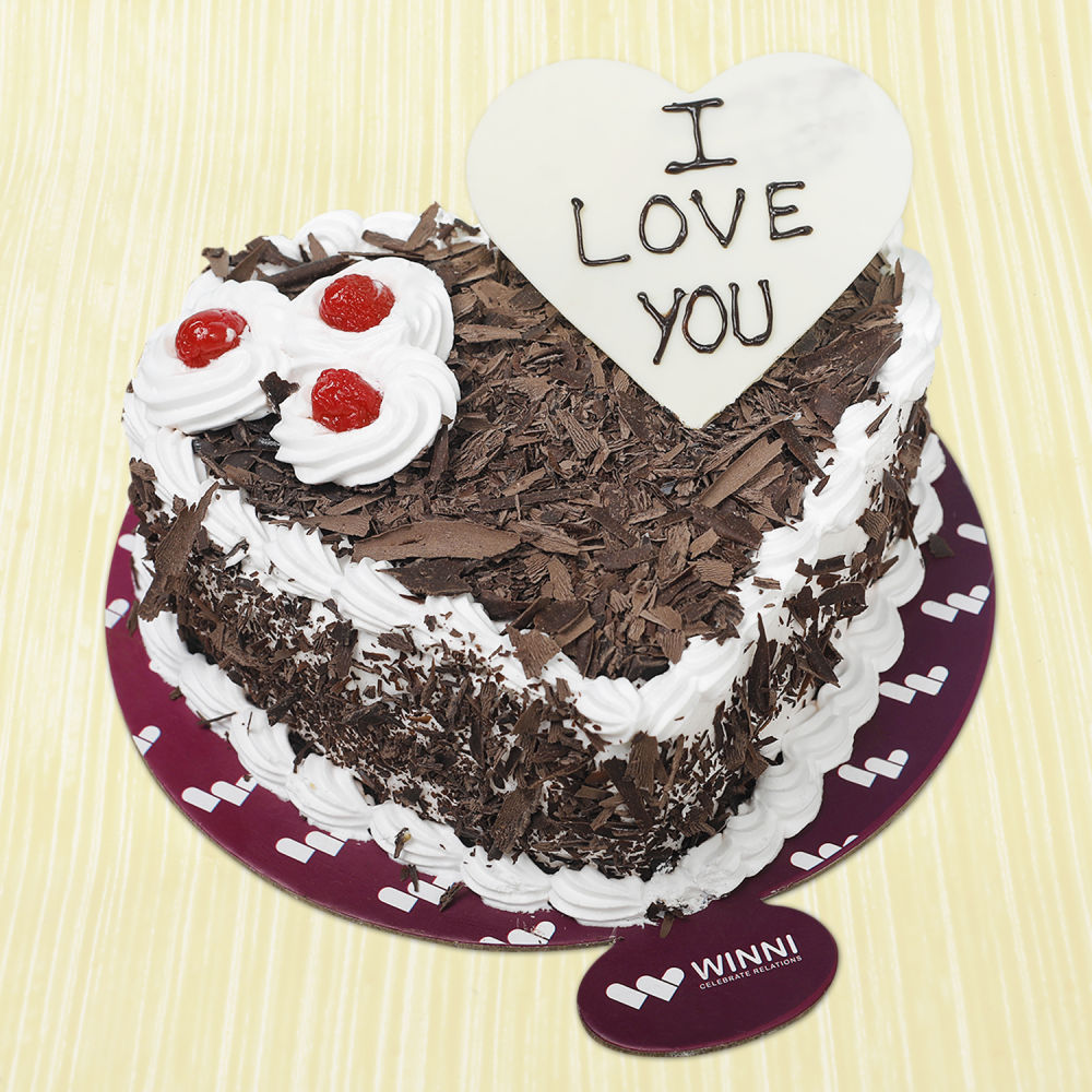 I Love You Heart Shape Black Forest Cake | Winni.in