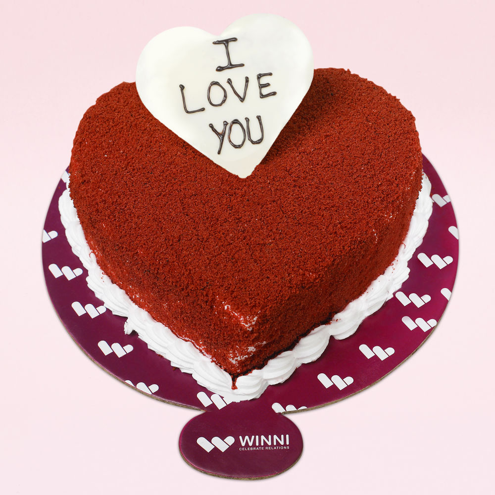 I Love You Red Velvet Heart Shape Cake | Winni.in