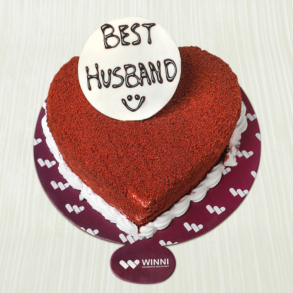 Best Husband Red Velvet Heart Shape Cake | Winni