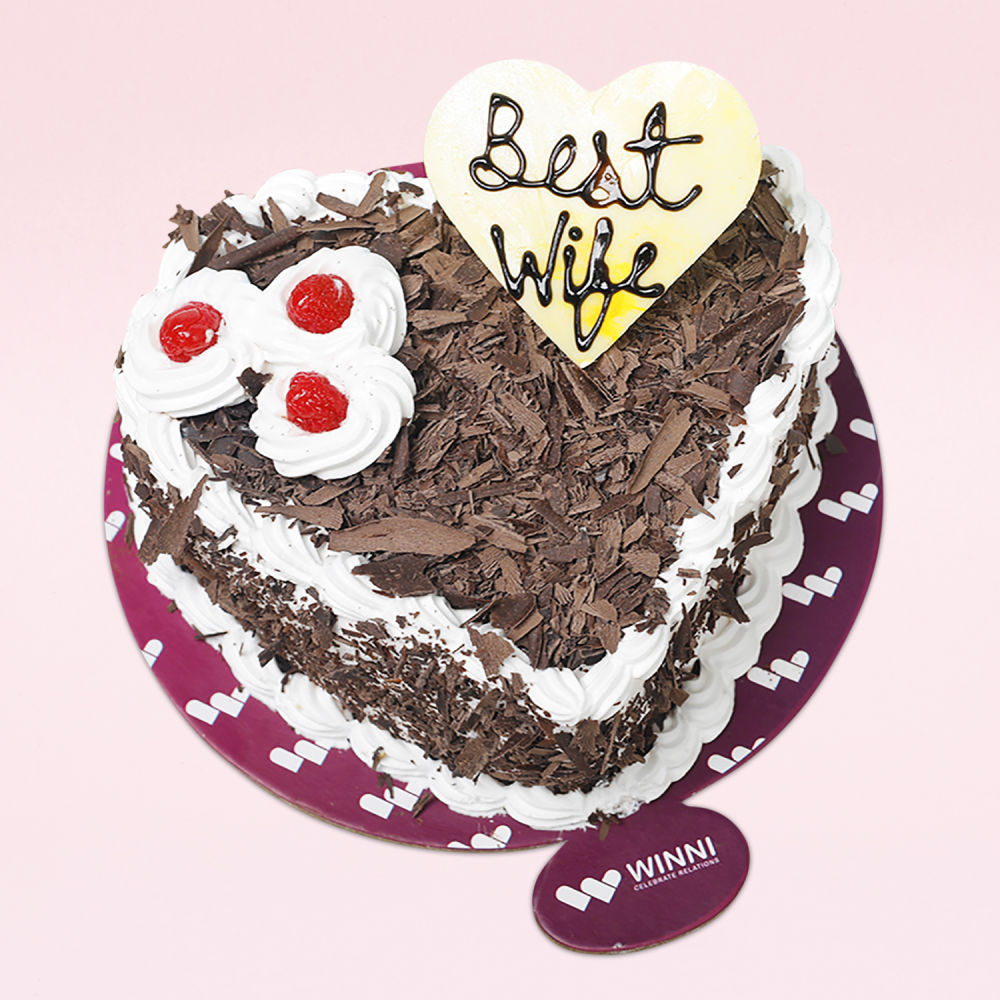 Best WIfe Heart Shape Black Forest Cake | Winni.in
