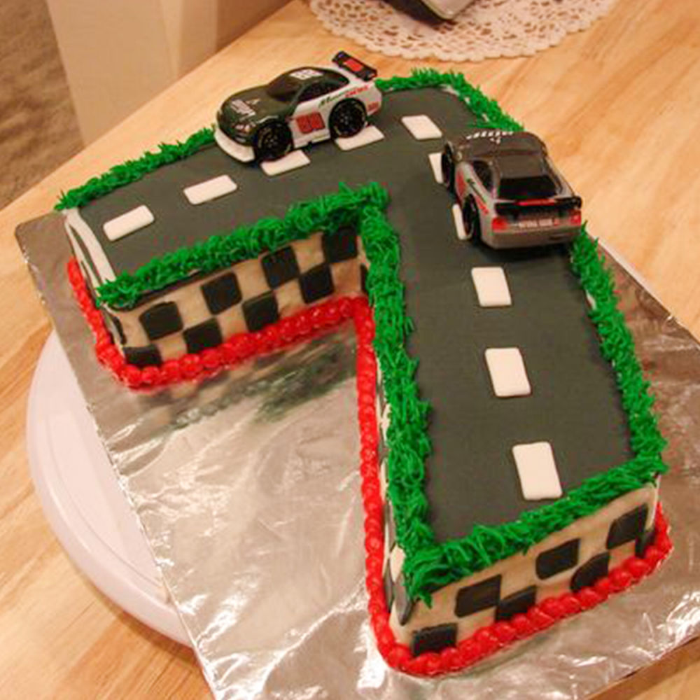 Simple Racing Track and Car birthday cake