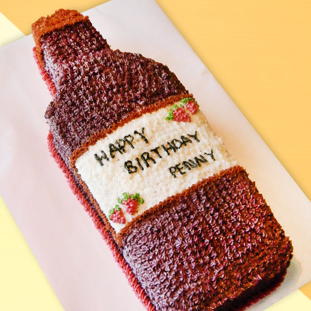 Wine Bottle Shaped Birthday Cake | Winni.in