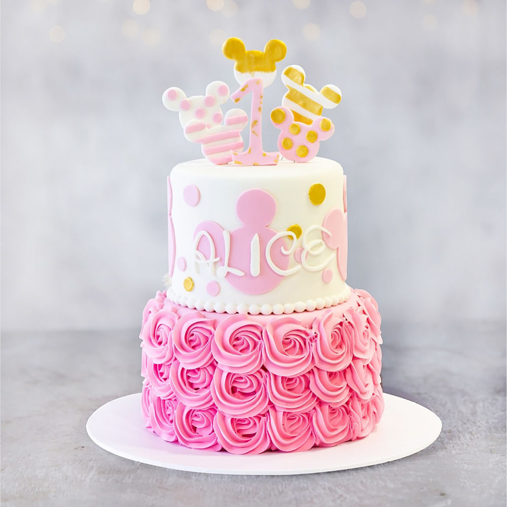 Minnie Mouse Two Tier Birthday Cake