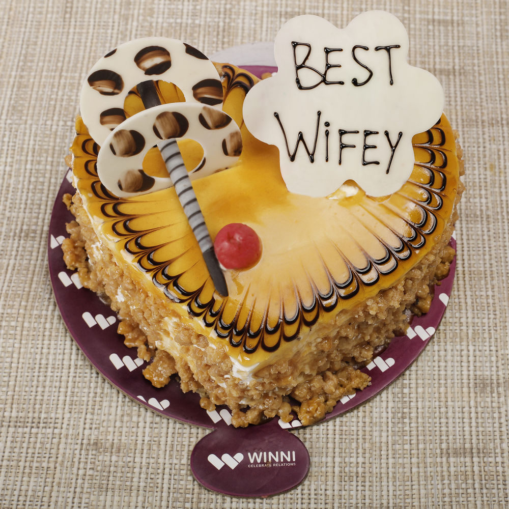 Order Online Best Wife Butterscotch Heart Shape Cake | Winni.in ...