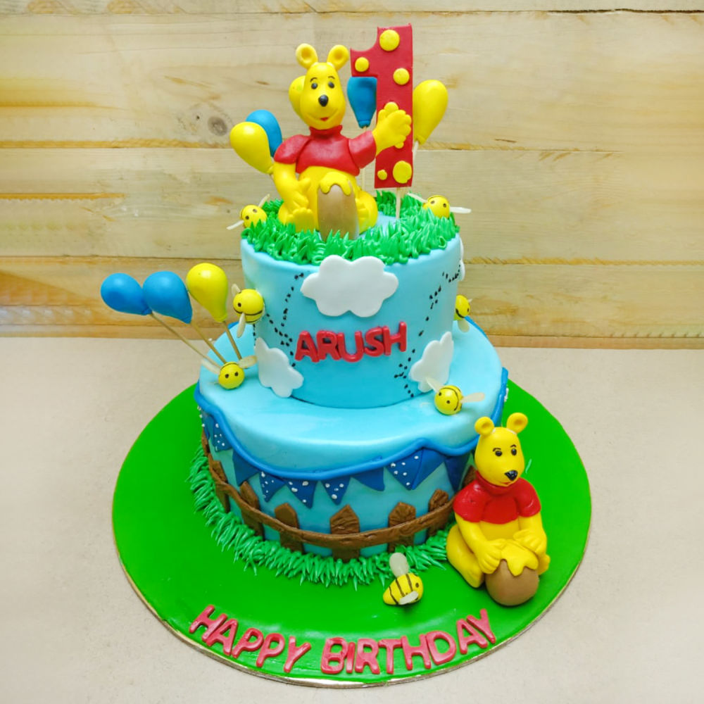 3 Layer Winnie the Pooh Vanilla Cake With Buttercream Frosting Edible  Images and Fondant - Cabbit Cakes