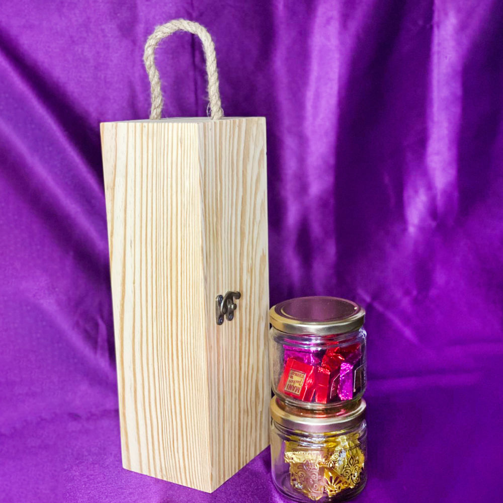 Rustic Wooden Bottle Holder Winni