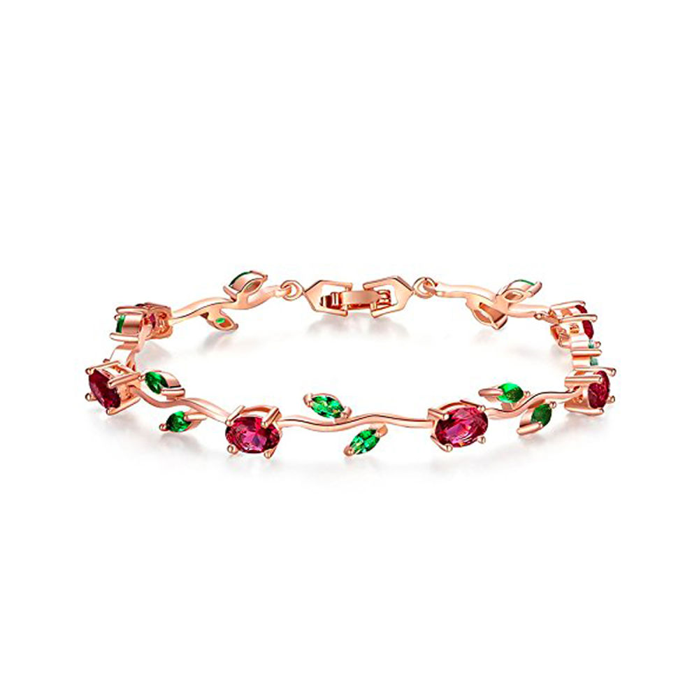 Rose Gold Supple Bracelet with Royal Pink Stones – GIVA Jewellery