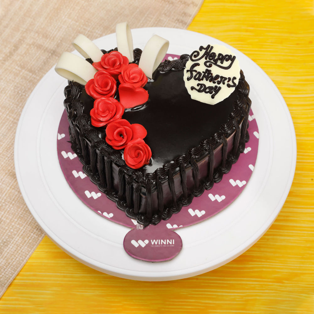 Rosy Heart shaped Fathers Day Cake | Winni