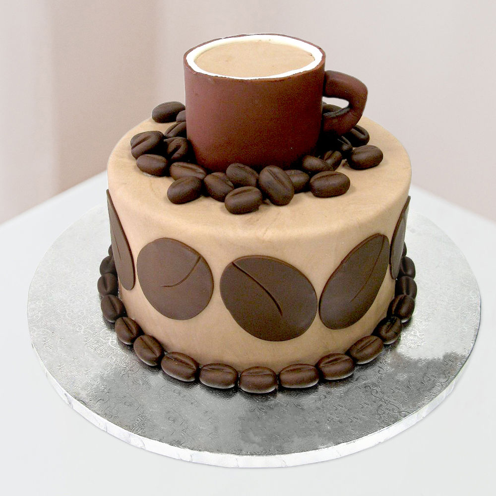 Coffee themed birthday cake with 3D Cuppucino in cup and s… | Flickr