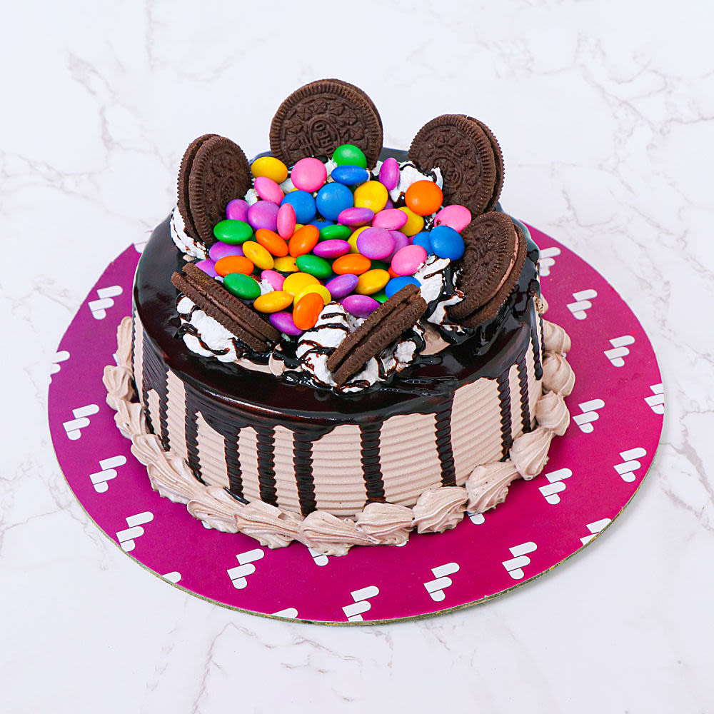 M & M (Gems) Cake with Chocolate Buttercream - Aayi's Recipes