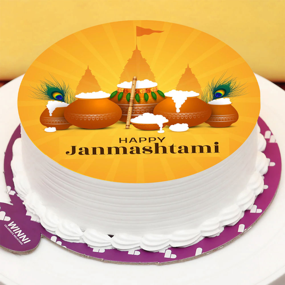 Krishna Janmashtami Cake - Decorated Cake by eshabanik - CakesDecor
