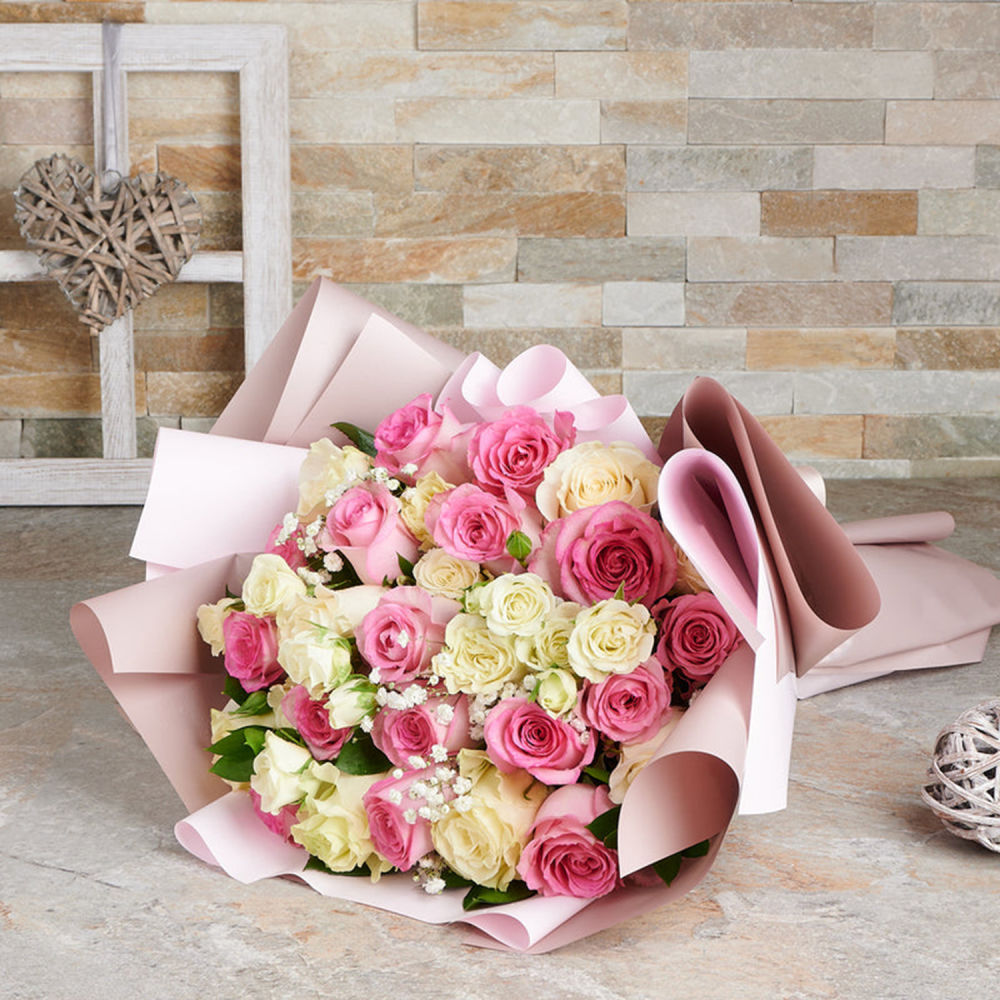 10 Pink Roses In Brown Paper | Flower Bouquet in Lucknow | TogetherV