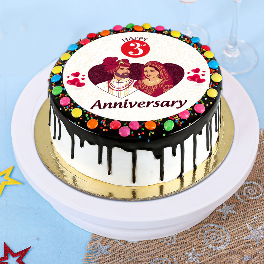 Happy 3rd Anniversary Couple Cake | Winni.in