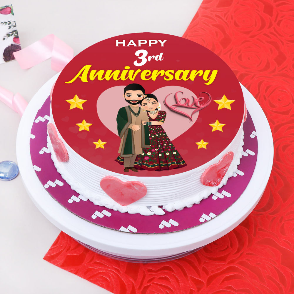 Happy 3rd Anniversary Couple Cake | Winni.in