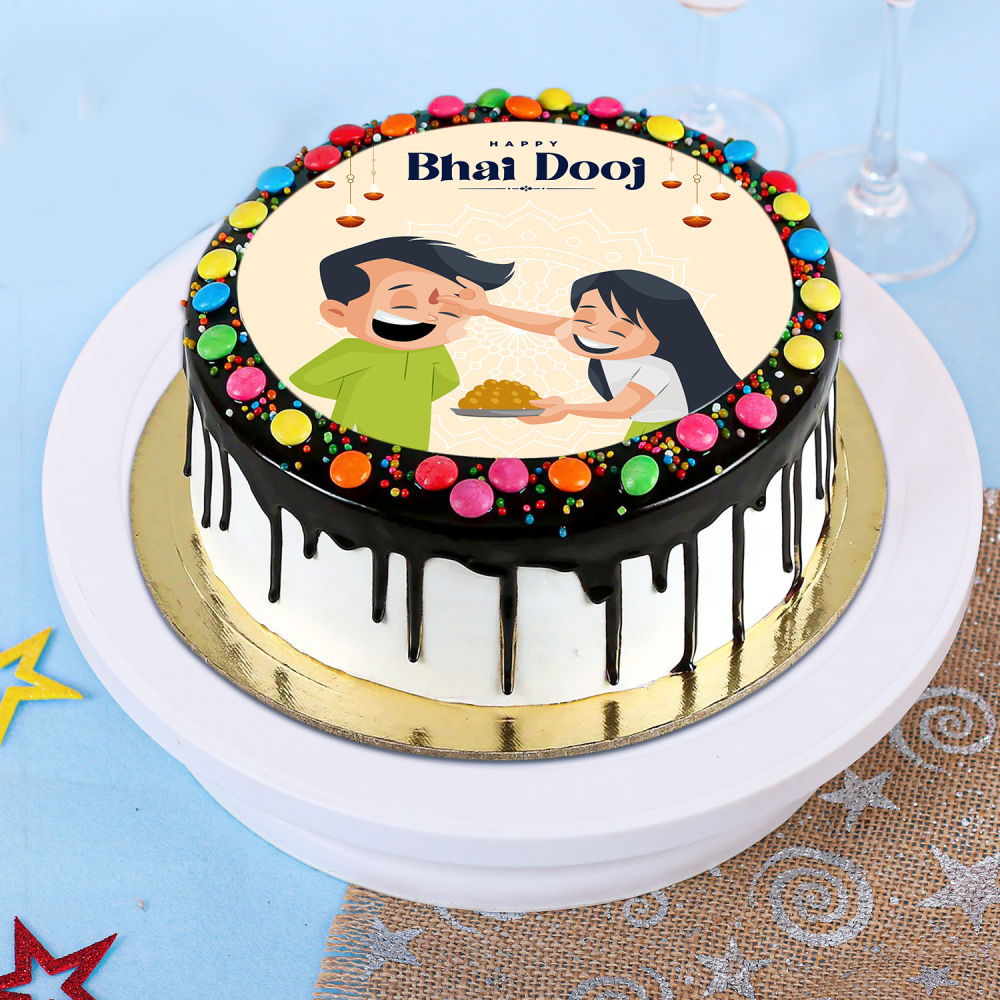 Buy/Send Bhai Dooj Wishes Vanilla Cake- 1 Kg Online- FNP