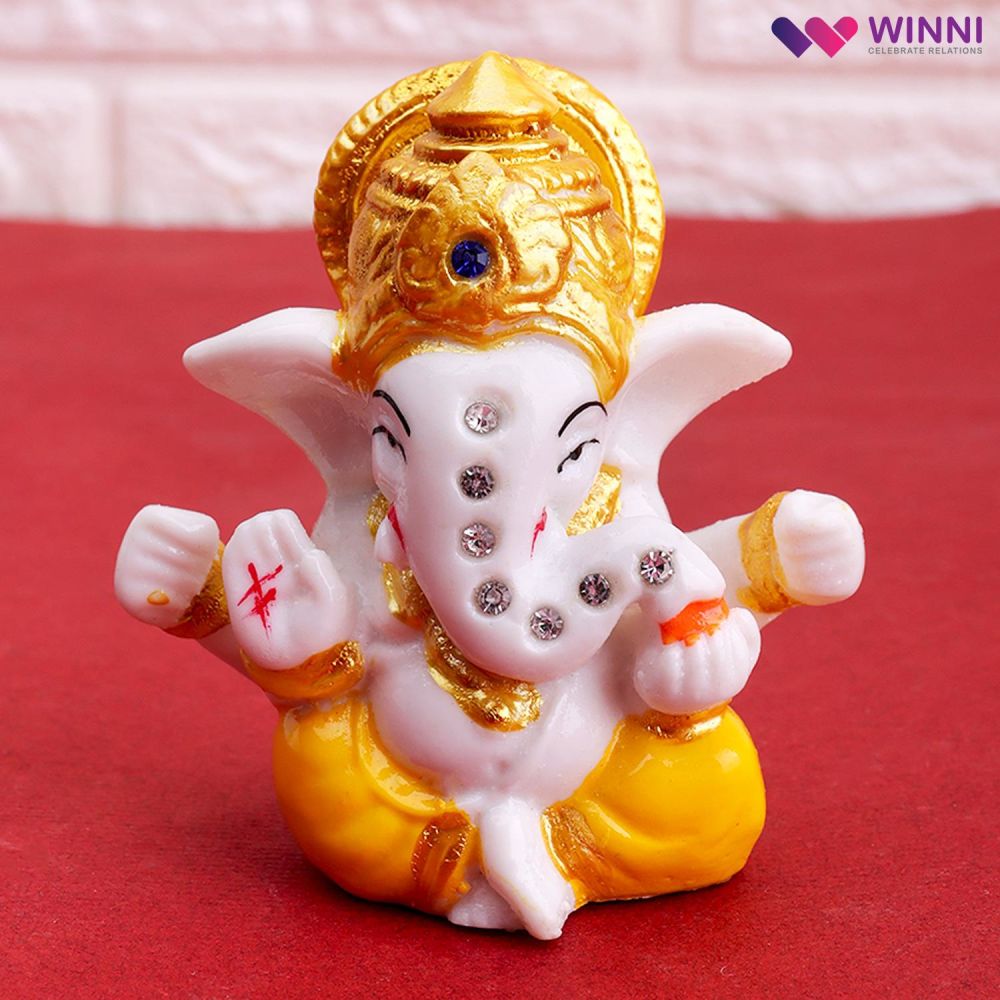 Amazon.com: TIED RIBBONS Ganesh Statue with Wooden Tray | Flower Tealight  Holder | Stones and Wooden Base | Resin Figurine | 6.4 inch | Diwali  Decorations for Home | Ganpati Idol for Gift : Home & Kitchen