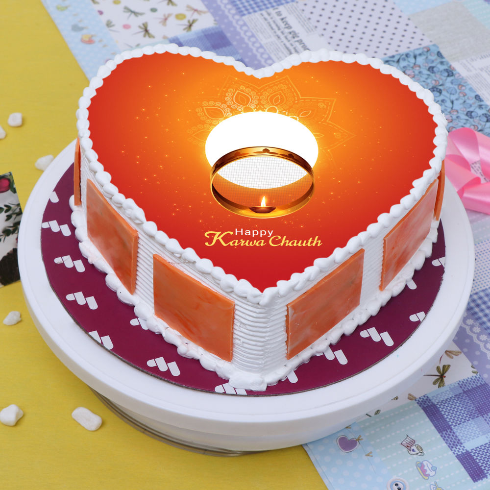 Happy Karwa Chauth Chocolate Cake | Buy Photo Cake Online