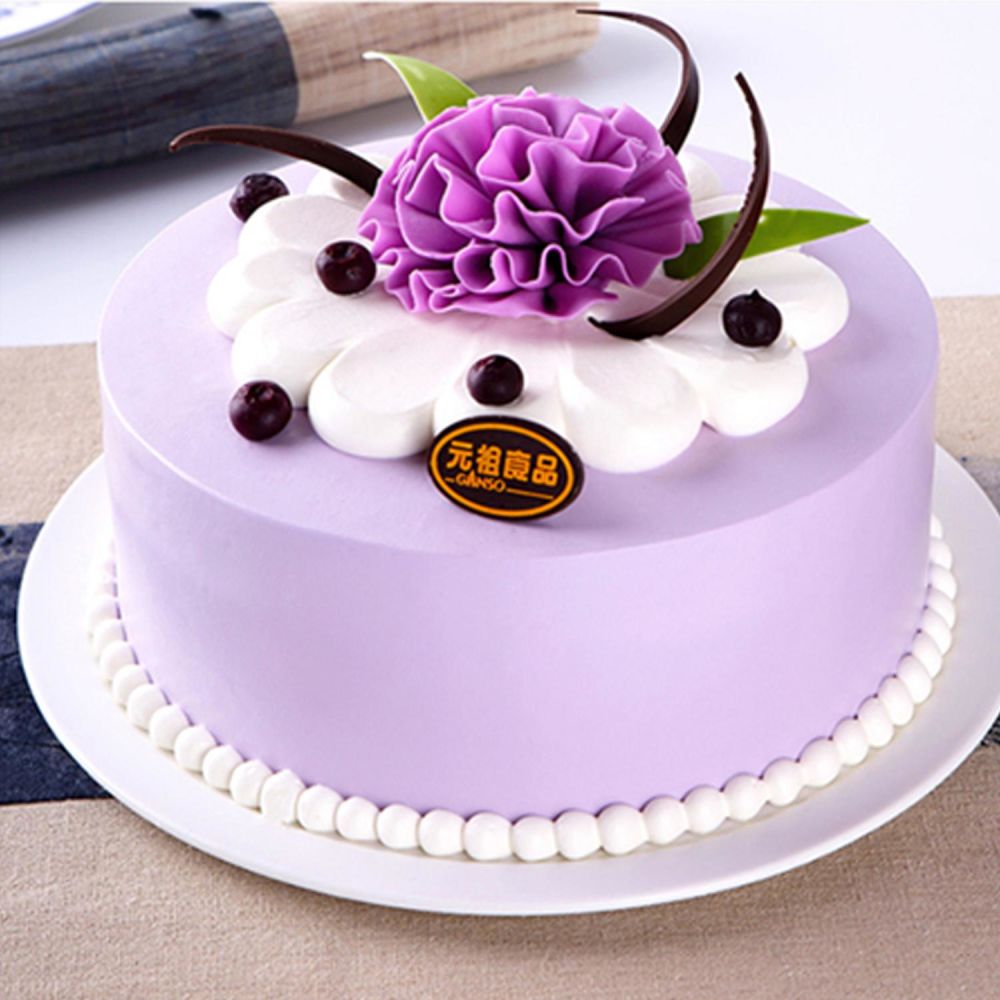 Beautiful Purple Cake Decoraited of Fresh Flowers, Macaroons and Meringue.  Stock Illustration - Illustration of ceremony, bakery: 271297966