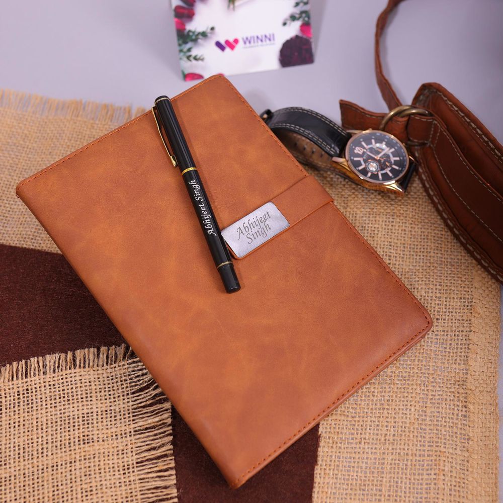 Buy Personalised Brown/Tan Diary online - The Messy Corner