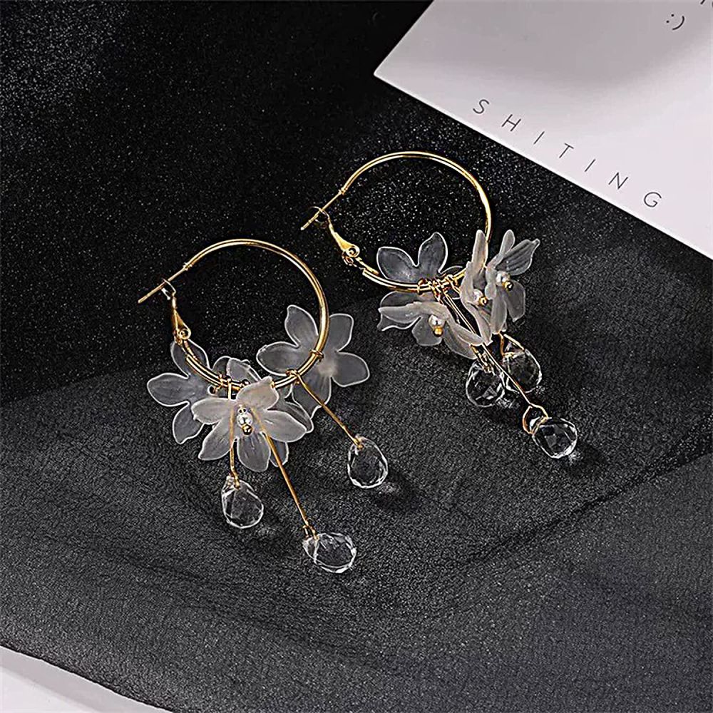 fcityin  Rose Flower Dangle Korean Earrings  Trendy Earrings Studs