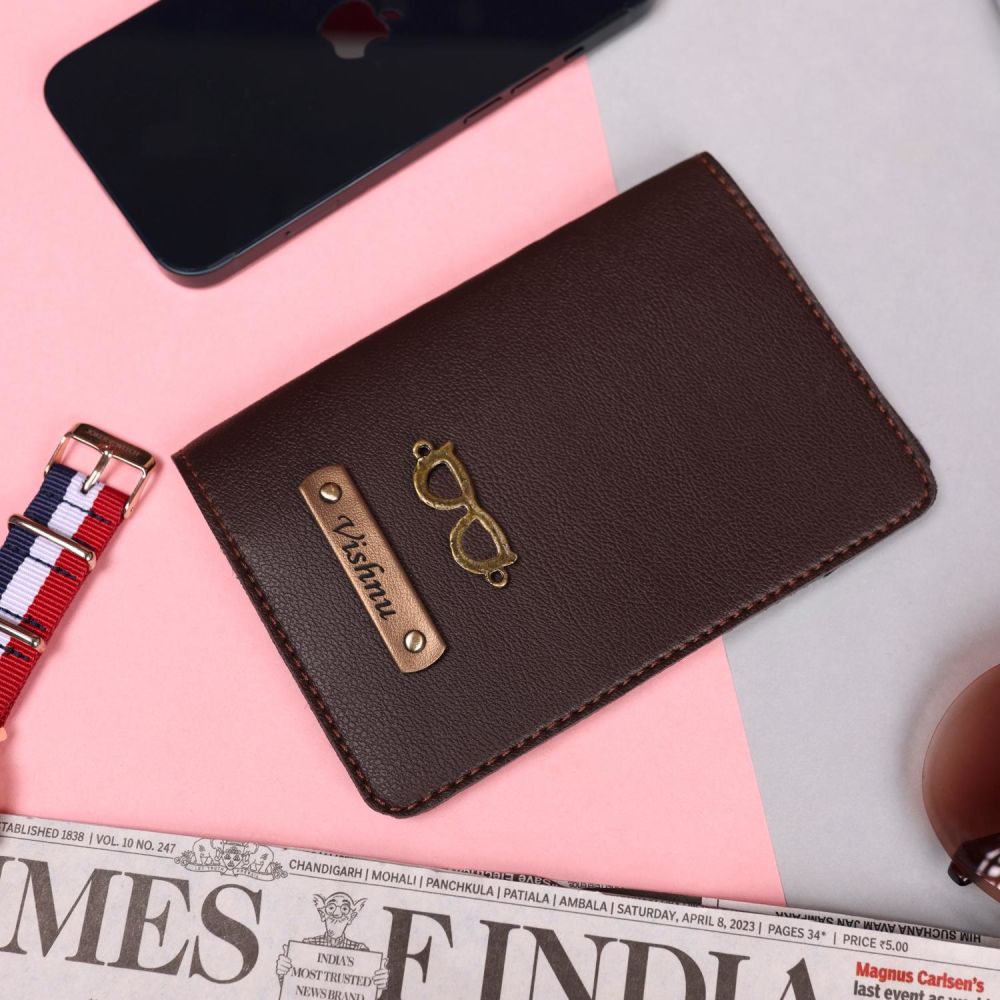 Personalized Brown Passport Cover Winni