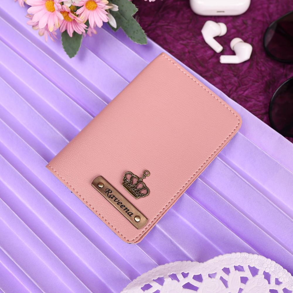 Pink hand embroidered passport cover