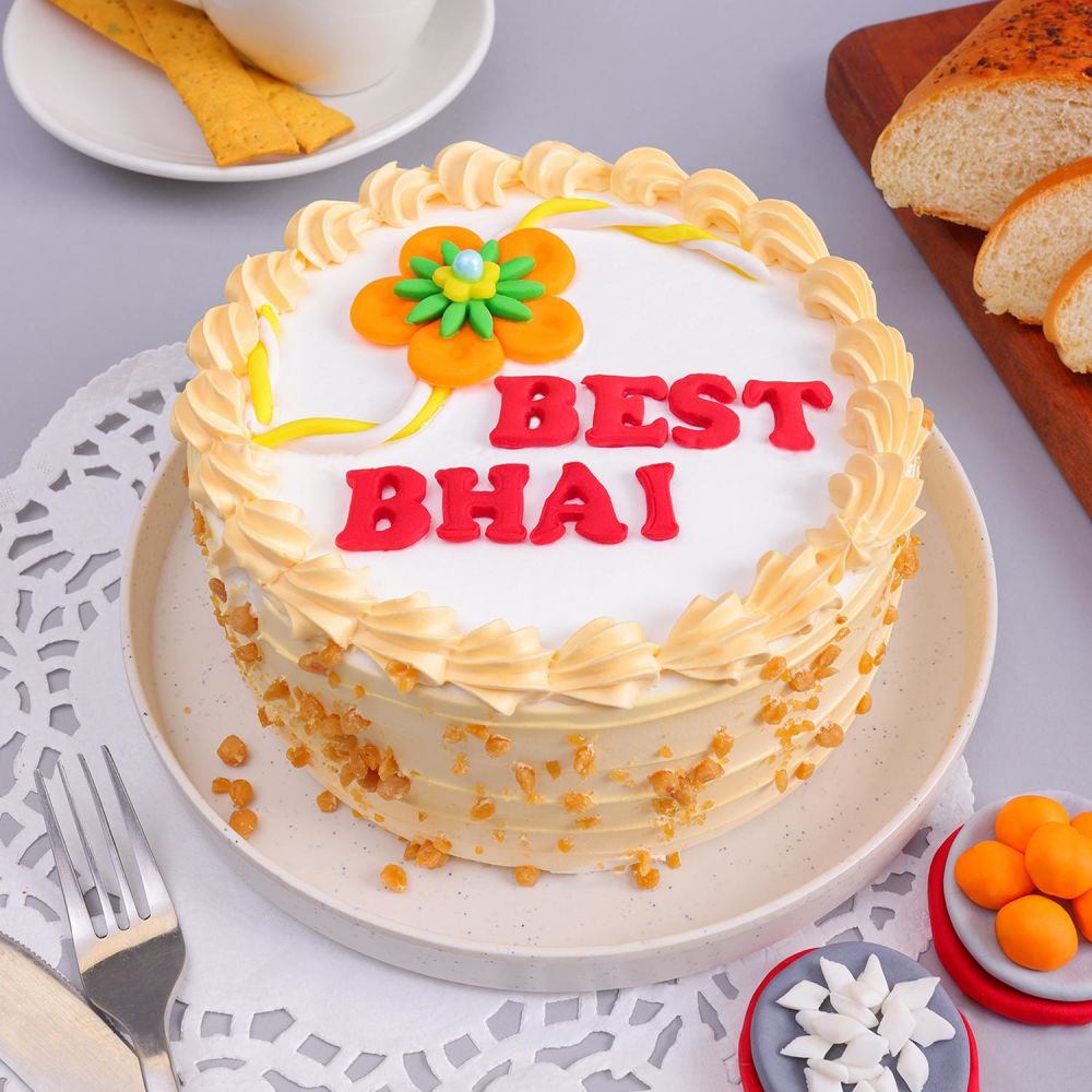 Order Bhai Dooj Vanilla Cake Online, Price Rs.895 | FlowerAura