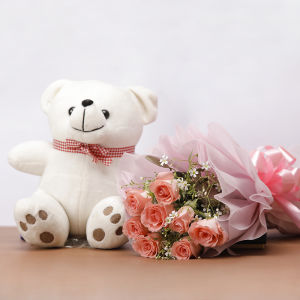 Rose flower teddy bear online