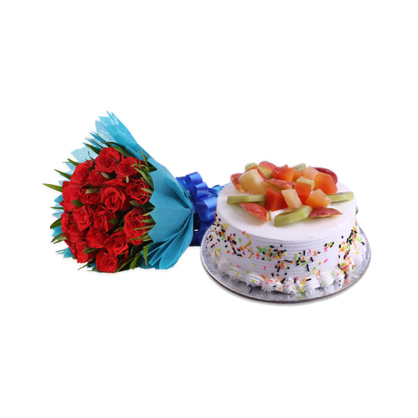 Red Roses N Fruity Treat Winni