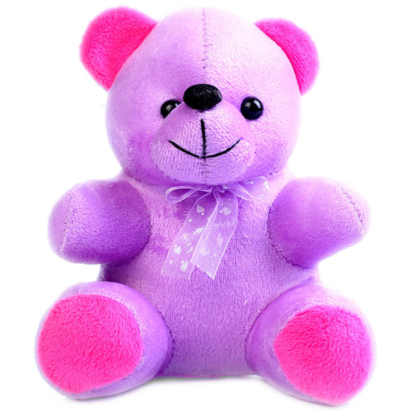 purple bear with white rose