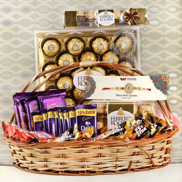 Chocolate Hamper Basket, Flowers & Gifts Dubai, Dubayy, United Arab  Emirates, buy at a price of 1998 AED, Gift Baskets & Sets on Rose Charms  DMCC with delivery | Flowwow