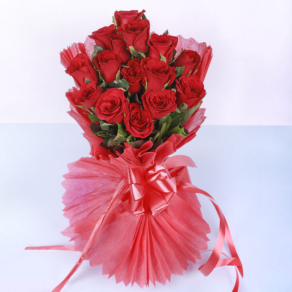 Perfect Rosy Red Roses in Red Packing | Winni