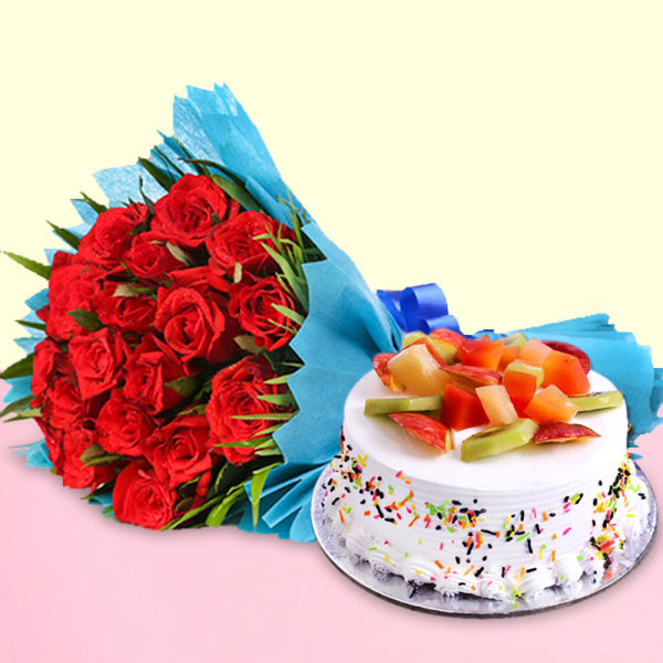 Red Roses N Fruity Treat Winni