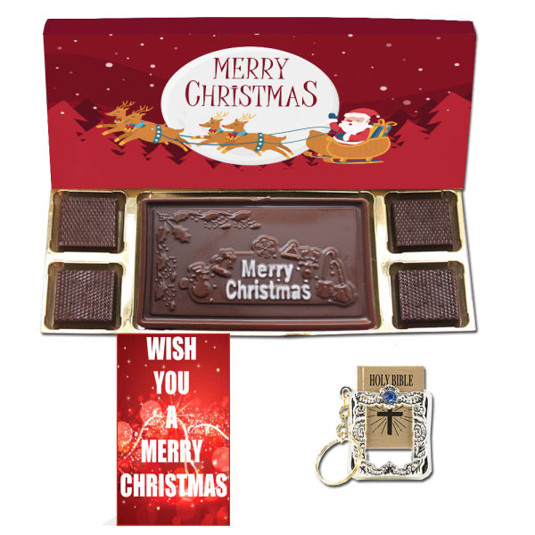 Merry Christmas Theme Dark Chocolate Box With Holy Bible | Winni
