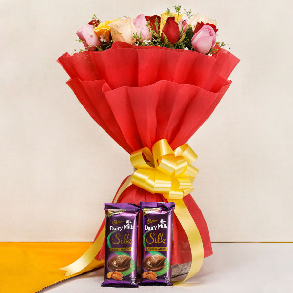 20 Mixed Roses with Silk Chocolates Winni
