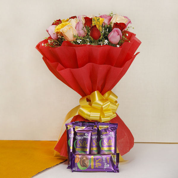 20 Mixed Roses with 5 Silk Chocolates Winni