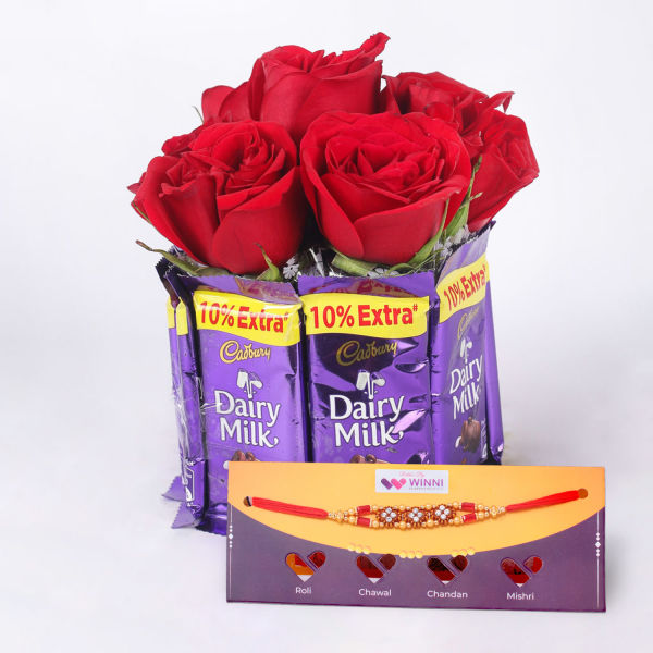 Buy Cadbury Rose Bouquet Rakhi Combo