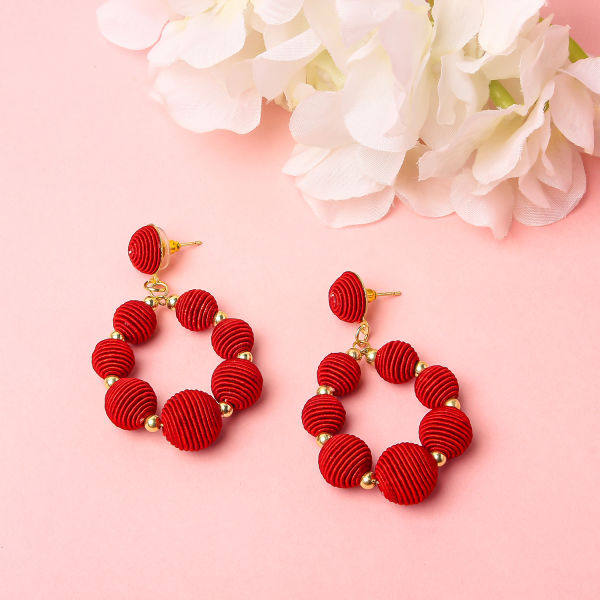 Buy Bold Red Thread Earrings