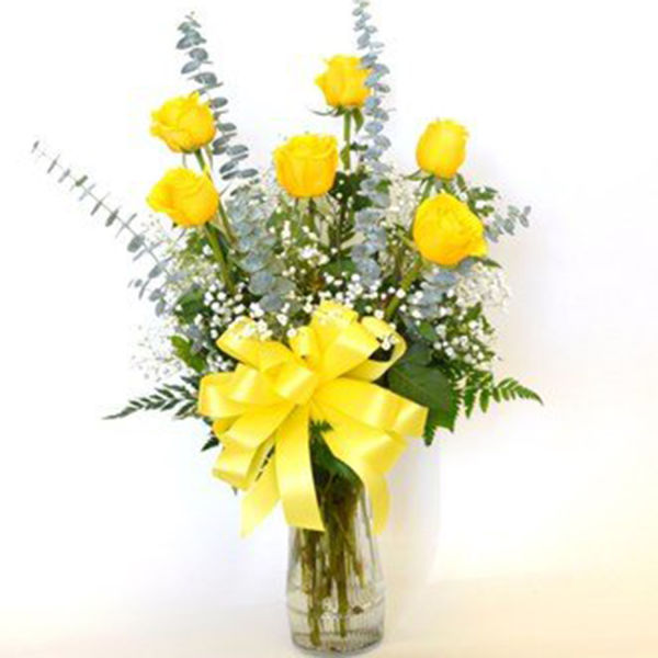 Buy Yellow Roses In A Vase