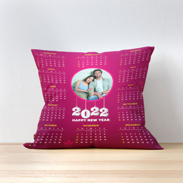 Buy Personalised New Year Pink Cushion