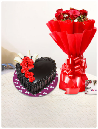 valentine flower and cake